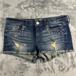Express Studded Denim Cutoff Shorts Distressed Frayed‎ Blue Women Size 4